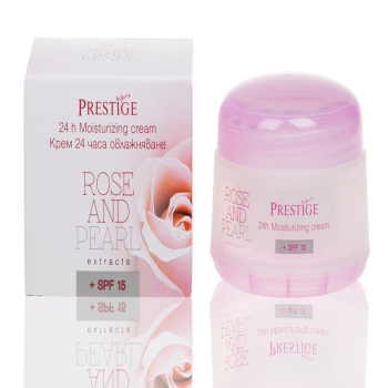 Moisturizing Face Cream 24h Rose and Pearl SPF15 Rosa Impex